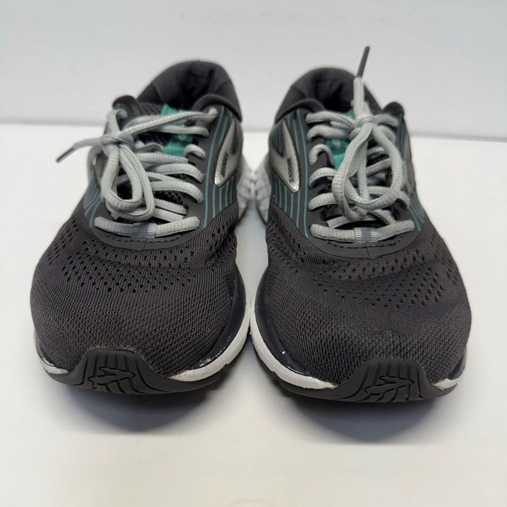 Brooks Addiction 14 Womens 7 (M) Running Shoes Mesh Gray Black Aqua Striped